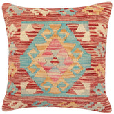 handmade Traditional Pillow Red Blue Hand-Woven SQUARE 100% WOOL Hand woven turkish pillow2' x 2'